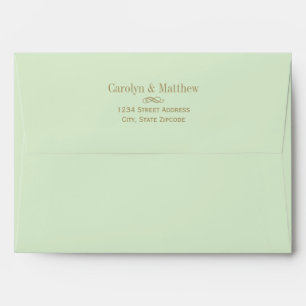 Vintage Pistachio Green Gold Wedding Envelopes