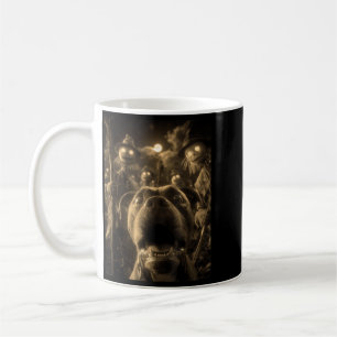 Vintage Pit Bull Selfie With Spooky Scarecrows Coffee Mug