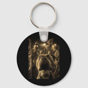 Vintage Pit Bull Selfie With Spooky Scarecrows Key Ring