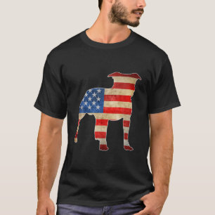 Vintage Pitbull Dog American Flag 4Th Of July T-Shirt