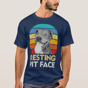 Vintage Pitbull Resting Pit Face Funny Pitbull Lov T-Shirt