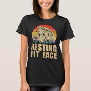 Vintage Pitbull Resting Pit Face Funny Pitbull T-Shirt