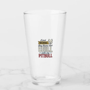 Vintage Pitbull Stay Home And Chill Dog Lover Desi Glass