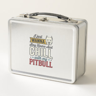 Vintage Pitbull Stay Home And Chill Dog Lover Desi Metal Lunch Box