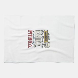 Vintage Pitbull Stay Home And Chill Dog Lover Desi Tea Towel