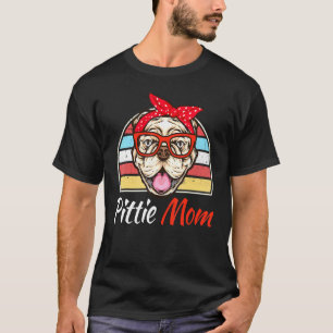 Vintage Pittie Mum American Pitbull Terrier Dog T-Shirt