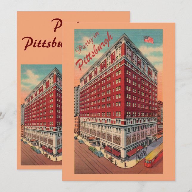 Vintage Pittsburgh Hotel Party Invitation (Front/Back)