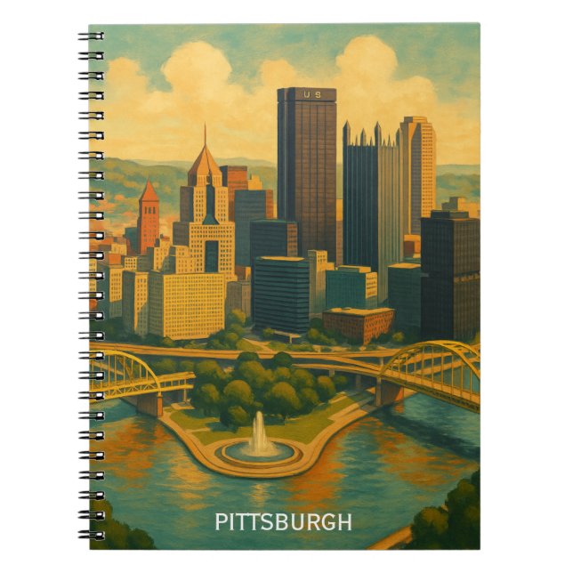 Vintage Pittsburgh Pennsylvania Skyline Notebook (Front)