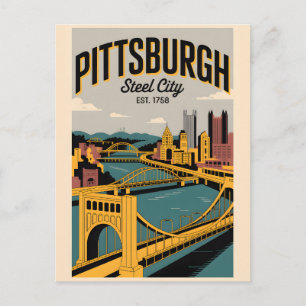Vintage Pittsburgh Pennsylvania Steel City Retro Postcard