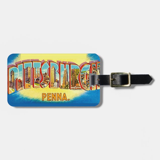 Vintage Pittsburgh Postcard Luggage Tag (Front Horizontal)