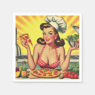 Vintage Pizza Girl Napkin