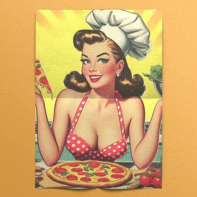 Vintage Pizza Girl Tissue Paper (Creator Uploaded)