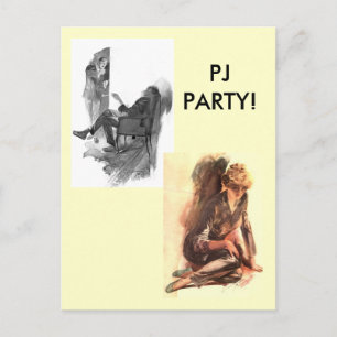 Vintage PJ PARTY! Invitation Postcard