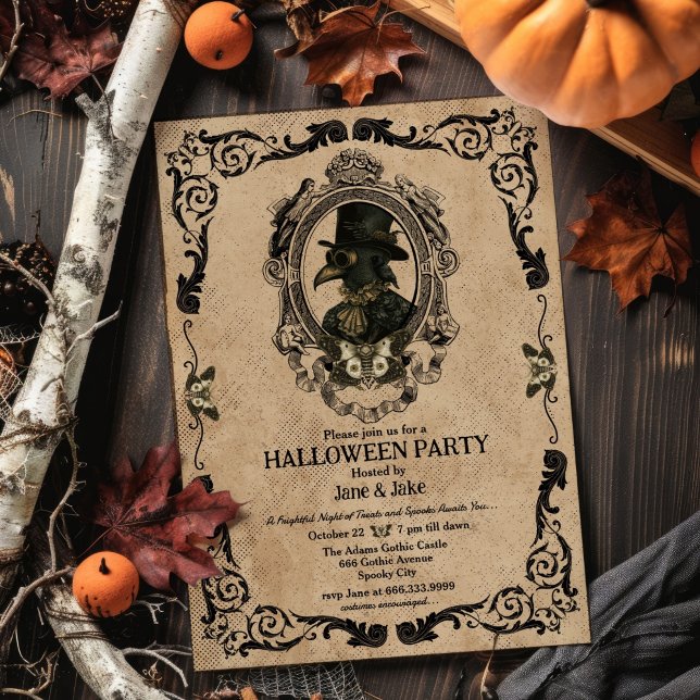Vintage Plague Doctor Gothic Halloween Party  Invitation (Creator Uploaded)