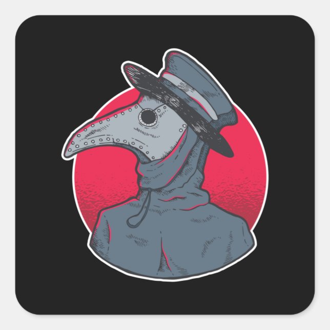 Vintage Plague Doctor Square Sticker (Front)