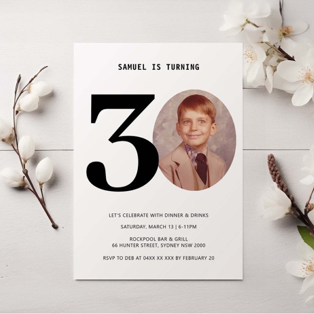 Vintage Plaid 30th Birthday Photo Invitation (Creator Uploaded)