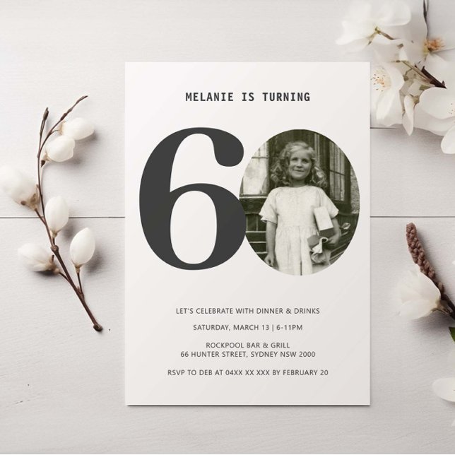 Vintage Plaid 60th Birthday Photo Invitation (Creator Uploaded)