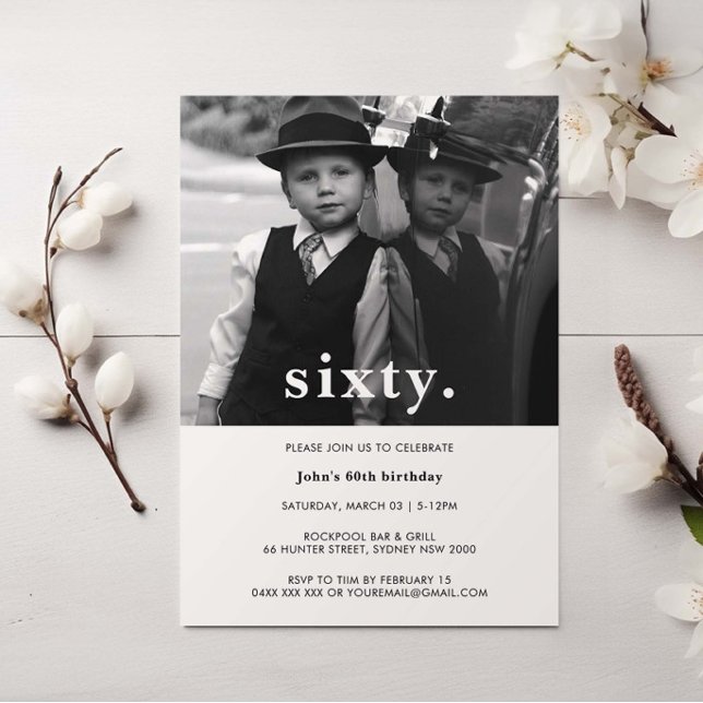 Vintage Plaid 60th Birthday Photo Invitation (Creator Uploaded)