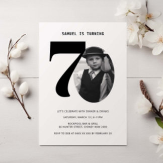 Vintage Plaid 70th Birthday Photo Invitation