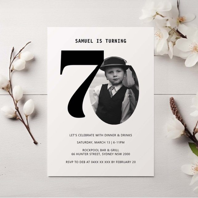 Vintage Plaid 70th Birthday Photo Invitation (Creator Uploaded)