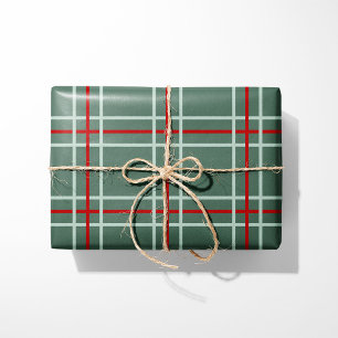 Vintage Plaid Christmas Wrapping Paper - Sage