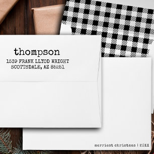 Vintage Plaid Custom Return Address Christmas Envelope