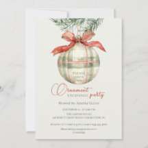 Vintage Plaid Ornament Christmas Exchange Party