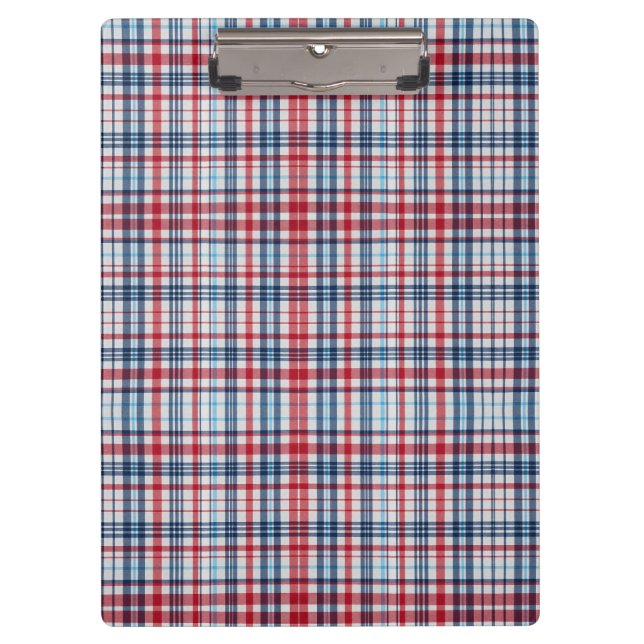 Vintage, plaid red white blue pattern  clipboard (Front)