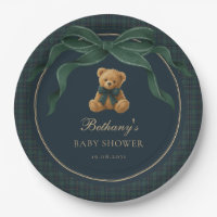 Vintage Plaid Tartan Teddy Bear Green Bow