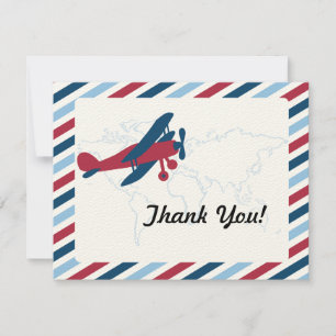 Vintage Plane Airmail Thank you Card