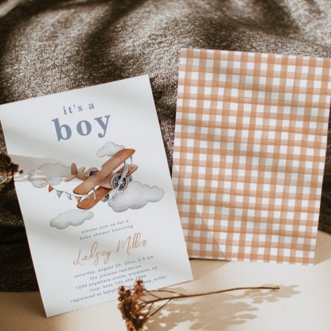 Vintage Plane Baby Shower Invitation | Baby Boy (Creator Uploaded)