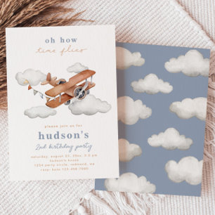 Vintage Plane Birthday Invitation   Aeroplane