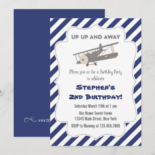 Vintage Plane Birthday Party Invitation