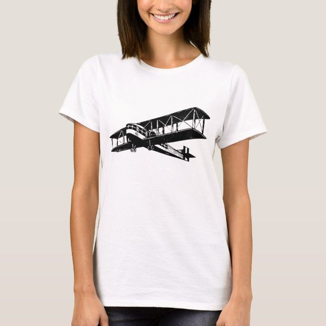 Vintage Plane - Black T-Shirt (Front)