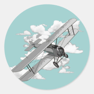 Vintage Plane Classic Round Sticker
