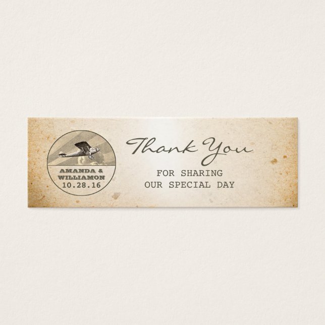 vintage plane destination wedding tags (Front)