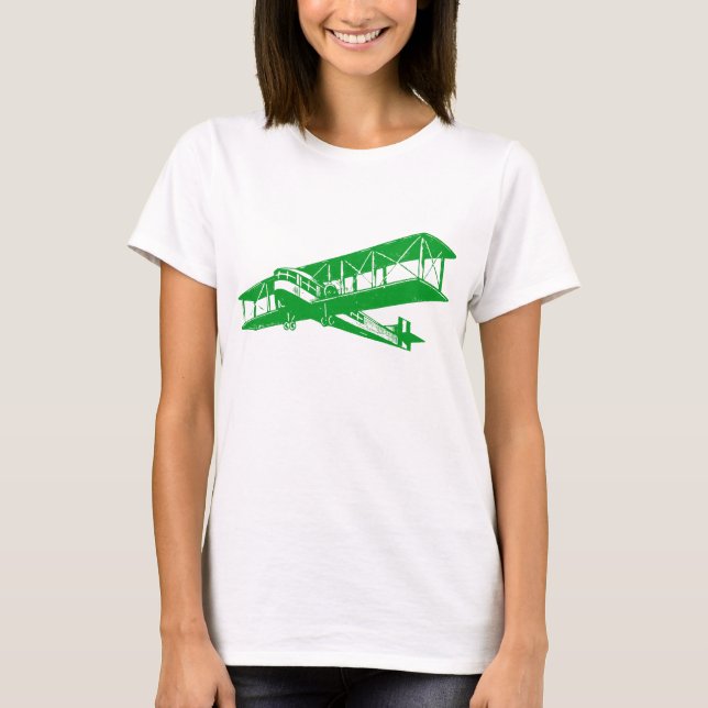 Vintage Plane - Grass Green T-Shirt (Front)