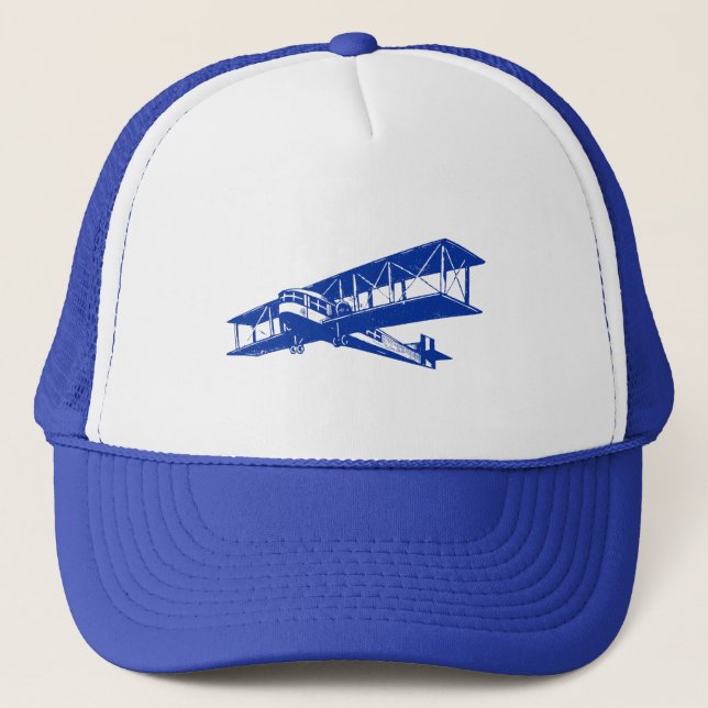 Vintage Plane - Navy Blue Trucker Hat (Front)