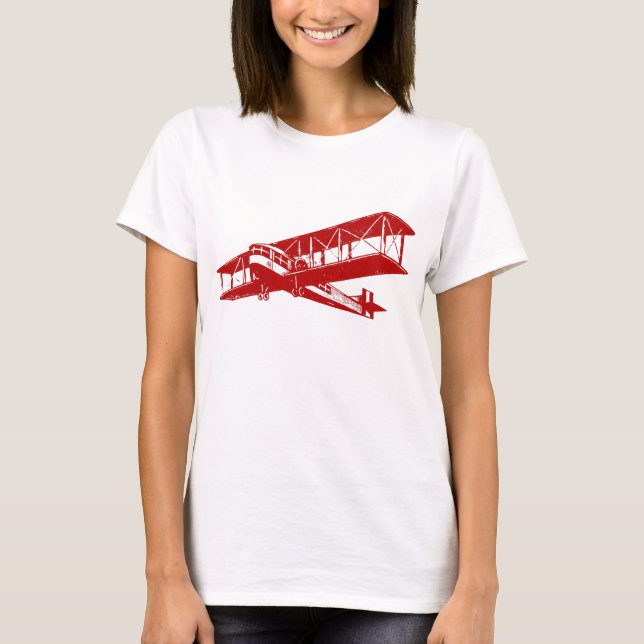 Vintage Plane - Ruby Red T-Shirt (Front)