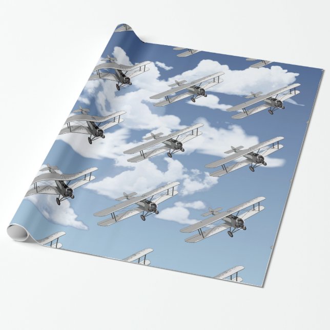 Vintage Plane Wrapping Paper (Unrolled)