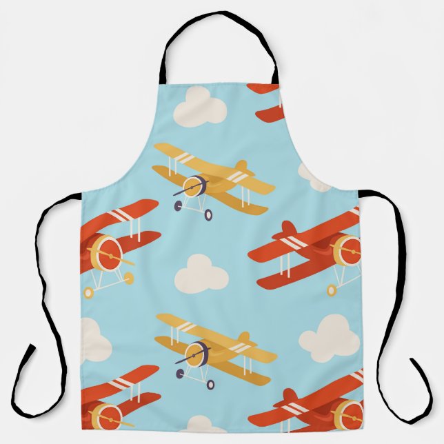 Vintage Planes Clouds Background Pattern Apron (Front)