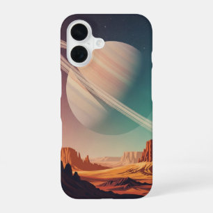 Vintage Planet Behind the Cliffs iPhone 16 Case