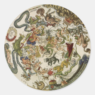 Vintage Planisphere Celestial Map by Peter Apian Classic Round Sticker