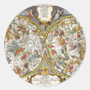 Vintage Planisphere Star Map by Nicholas de Fer Classic Round Sticker