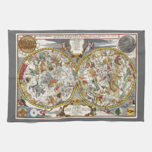 Vintage Planisphere Star Map by Nicholas de Fer Tea Towel