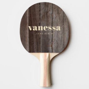 Vintage Planks Minimal Modern Classic Name Ping Pong Paddle