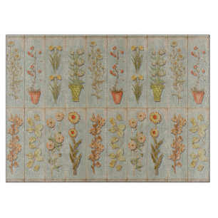 Vintage Plant Illustrations Rustic Cutting Board