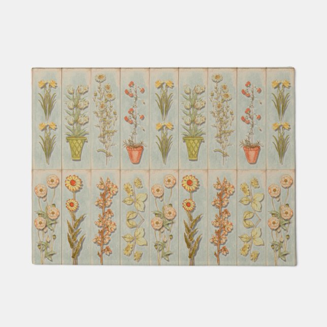 Vintage Plant Illustrations Rustic Doormat (Front)