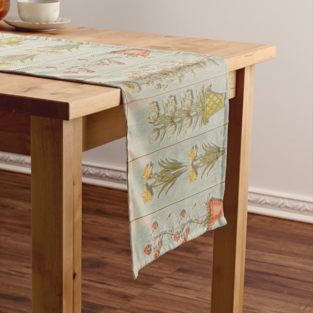Vintage Plant Illustrations Rustic Short Table Runner (In Situ)