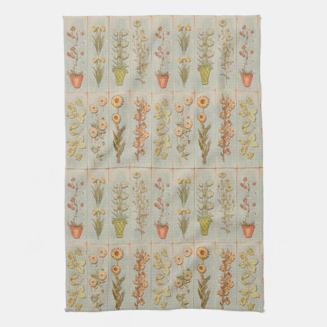 Vintage Plant Illustrations Tea Towel (Vertical)